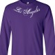 Los Angeles Distressed Collar Bone Script Long Sleeve Shirt